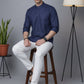 Men’s Casual Solid Short Kurta (65KO 5393 Navy ) [FF] [P-16]