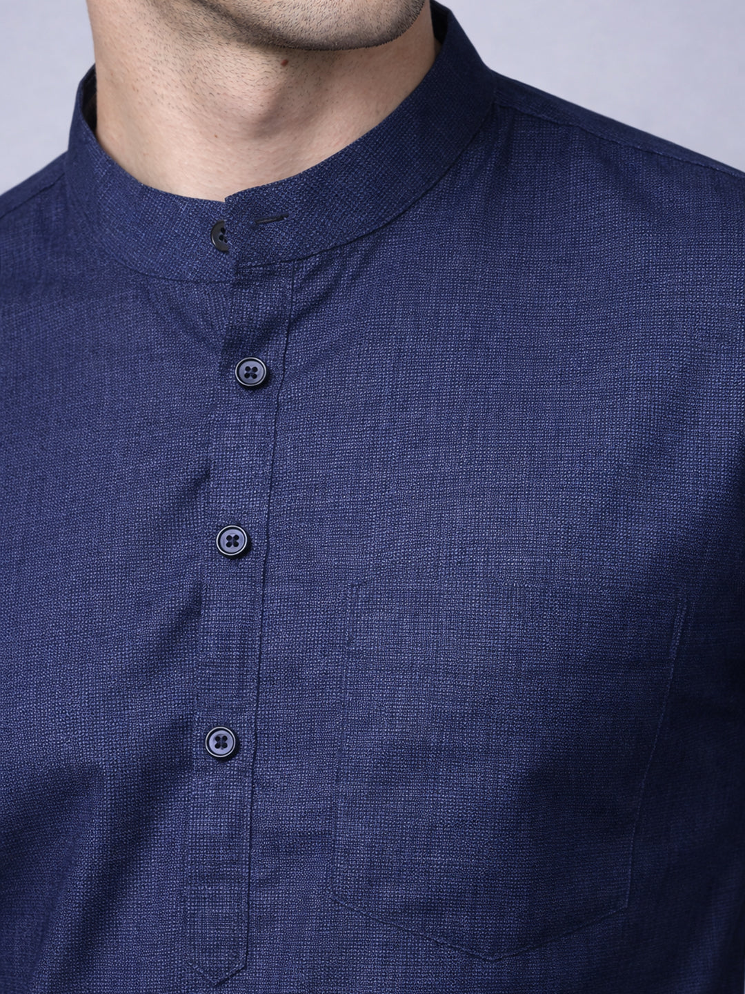 Men’s Casual Solid Short Kurta (65KO 5393 Navy ) [FF] [P-16]