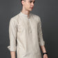 Men’s Beige Striped Short Kurta ( ANMSK 5394Beige )