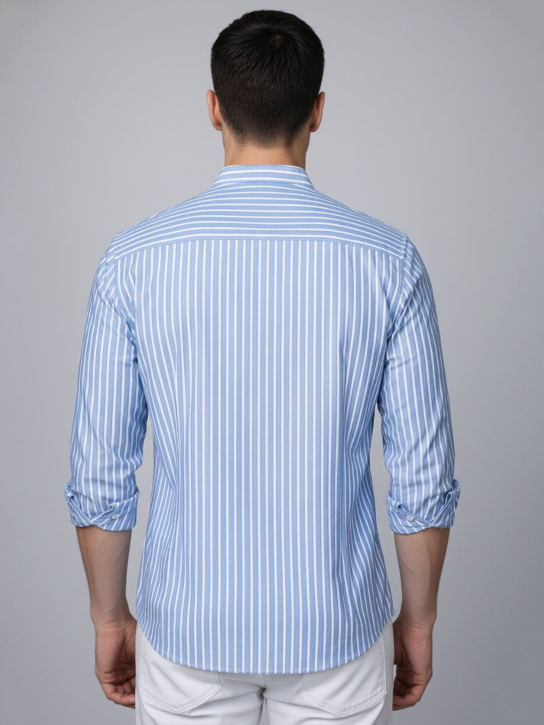 Men’s Blue Striped Short Kurta (65KO 5394 Blue ) [FF] [E-9]