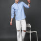 Men’s Blue Striped Short Kurta ( ANMSK 5394Blue )