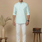 Men’s Green Striped Short Kurta (65KO 5394 Green ) [FF] [E-9]