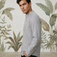 Men’s Grey Striped Short Kurta ( ANMSK 5394Grey )