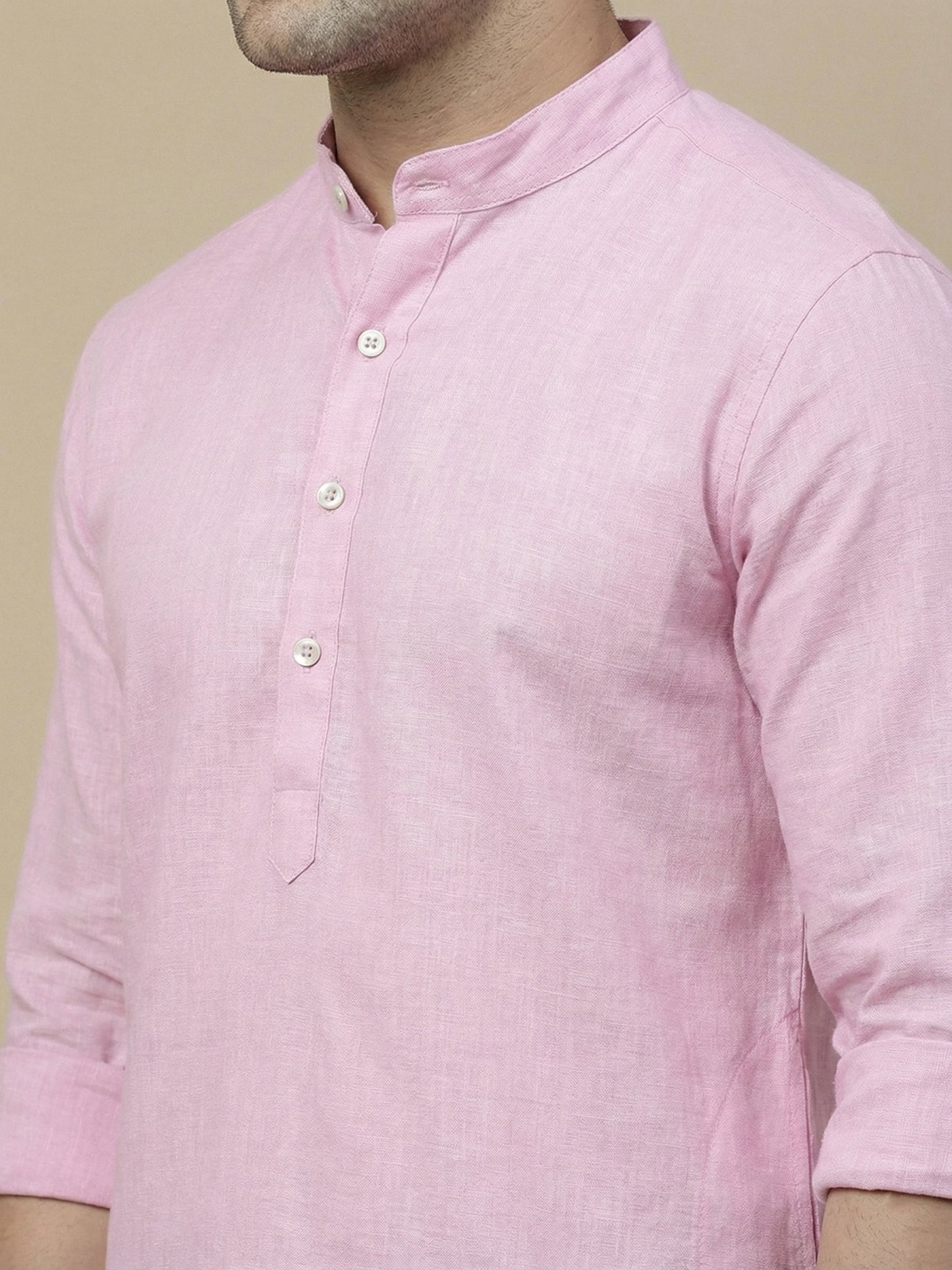 Solid Cotton Blend Short Kurta (65KO 5395 Pink ) [FF] [P-7]