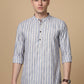 Cotton Blend Blue Striped Short Kurta (65KO 5396 Blue ) [FF] [Q-11-14]