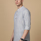 Cotton Blend Blue Striped Short Kurta (65KO 5396 Blue ) [FF] [Q-11-14]