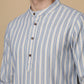 Cotton Blend Blue Striped Short Kurta (65KO 5396 Blue ) [FF] [Q-11-14]