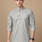 Cotton Blend Grey Striped Short Kurta (65KO 5396 Grey ) [FF] [Q-11-14]
