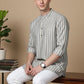Cotton Blend Grey Striped Short Kurta (65KO 5396 Grey ) [FF] [Q-11-14]