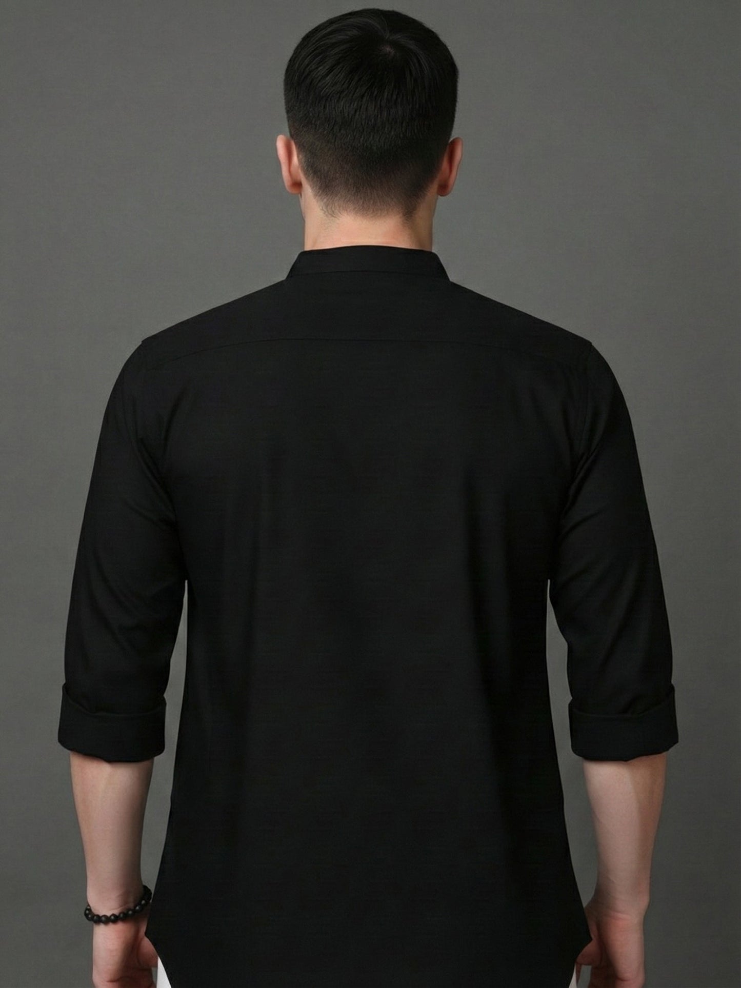 Black Casual Solid Short Kurta (65KO 5397 Black ) [FF] [P-7]