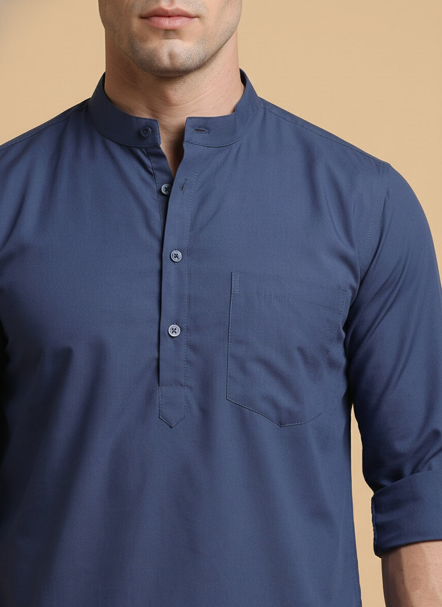 Blue Casual Solid Short Kurta (65KO 5397 Blue ) [FF] [P-7]