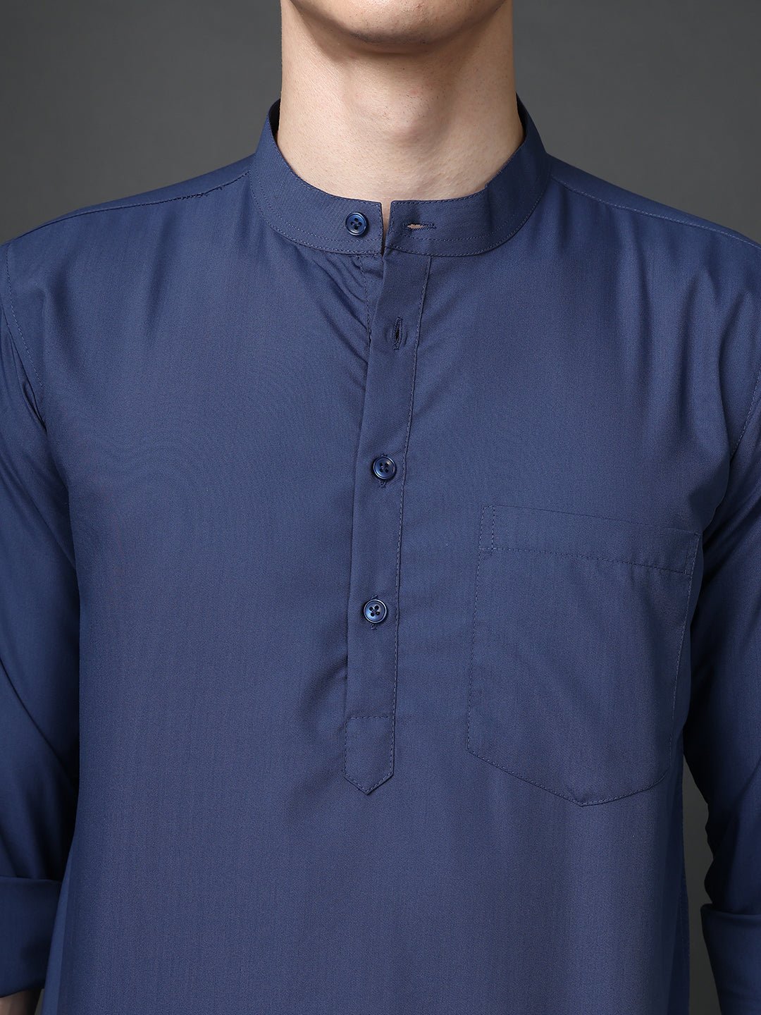 Blue Casual Solid Short Kurta ( ANMSK 5397Blue )