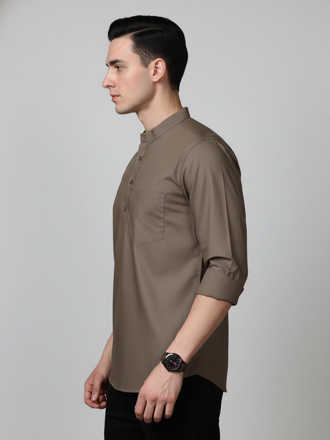 Brown Casual Solid Short Kurta (65KO 5397 Brown ) [FF] [P-7]
