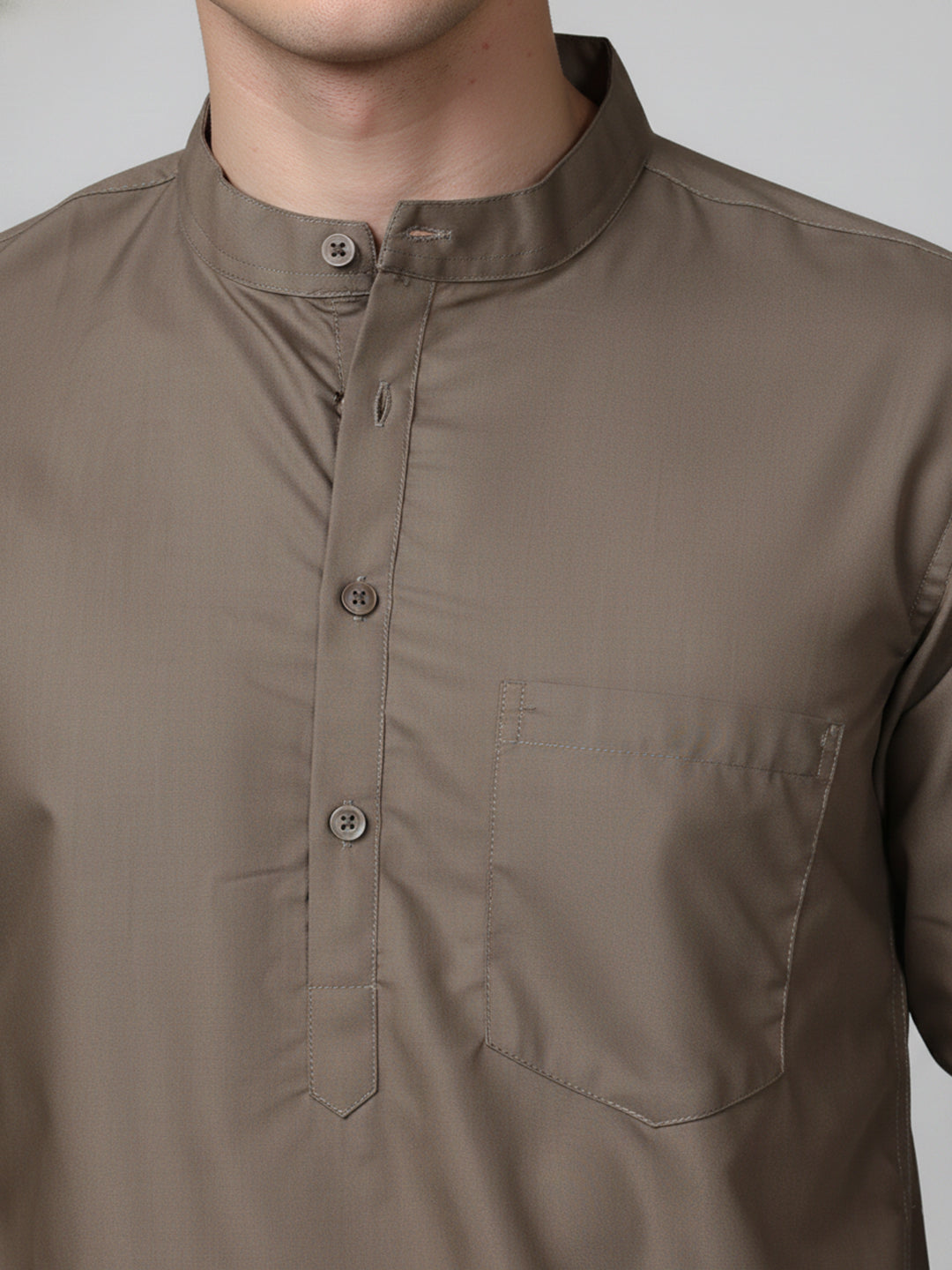 Brown Casual Solid Short Kurta (65KO 5397 Brown ) [FF] [P-7]