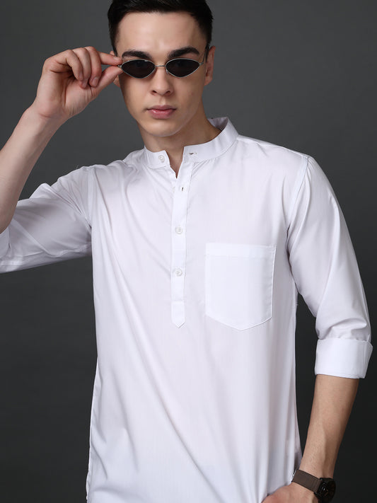 White Casual Solid Short Kurta ( ANMSK 5397White )