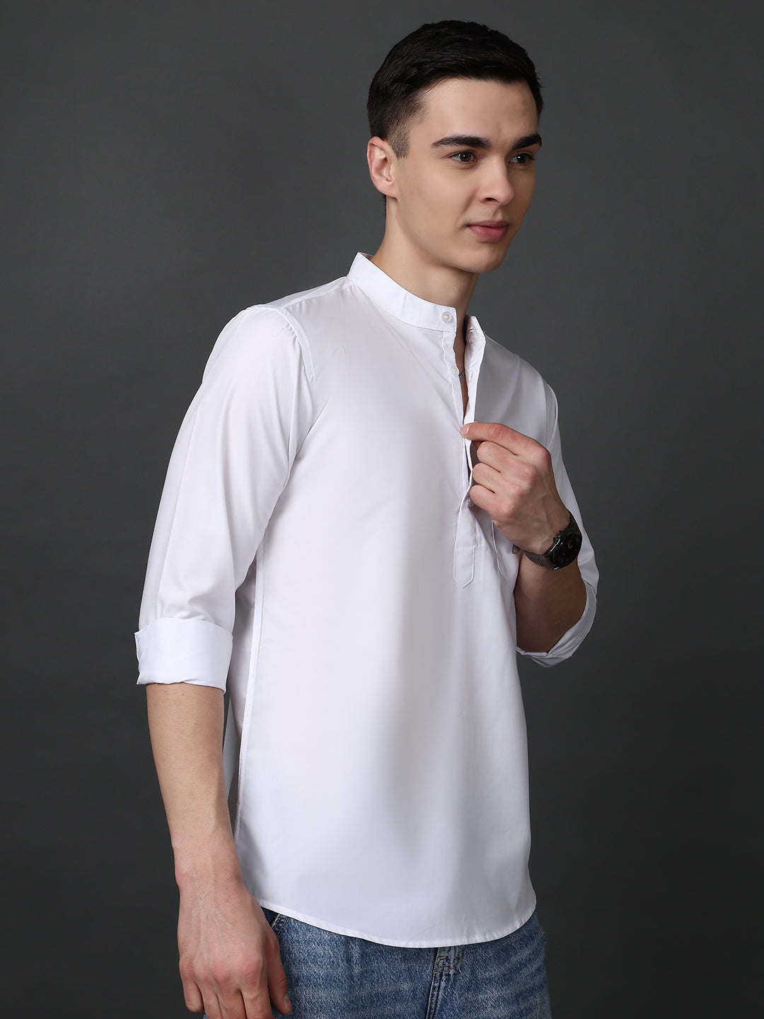 White Casual Solid Short Kurta ( ANMSK 5397White )