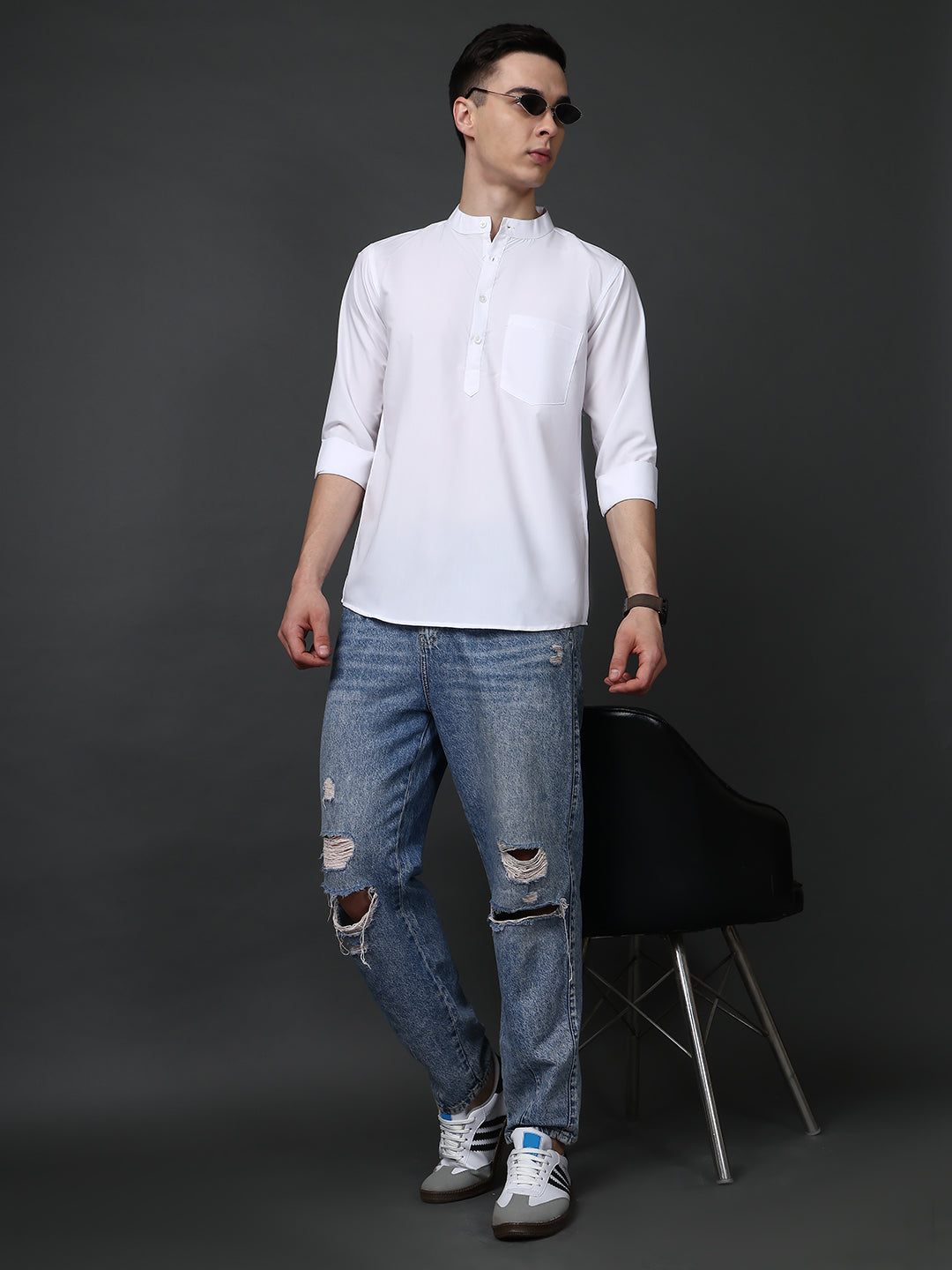 White Casual Solid Short Kurta ( ANMSK 5397White )