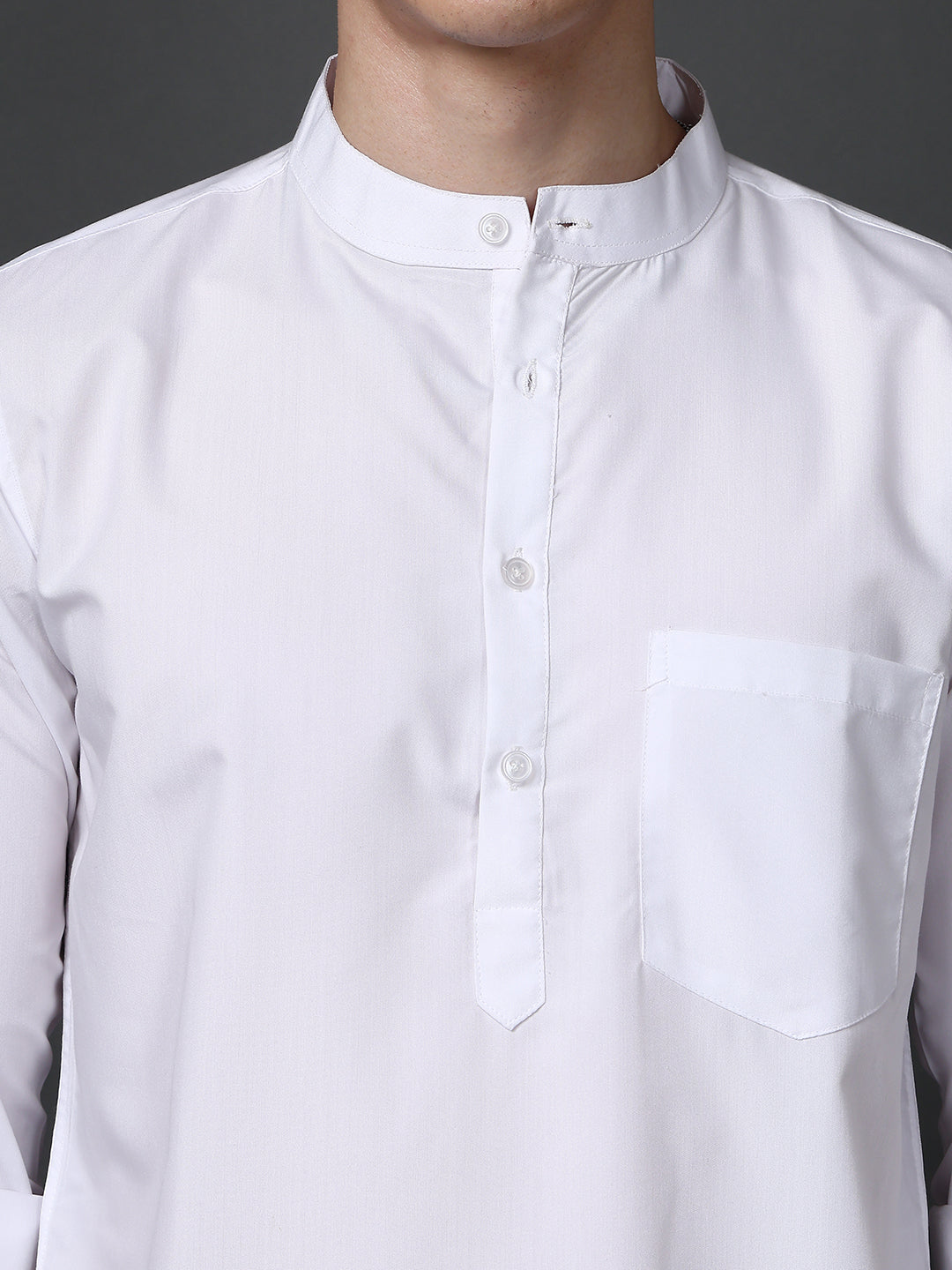 White Casual Solid Short Kurta ( ANMSK 5397White )