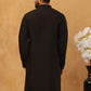 Silk Blend Embroidered Kurta for Men (65KO 5399 Black ) [FF] [B-1-2]