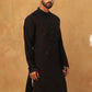 Silk Blend Embroidered Kurta for Men (65KO 5399 Black ) [FF] [B-1-2]