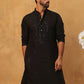 Silk Blend Embroidered Kurta for Men (65KO 5399 Black ) [FF] [B-1-2]