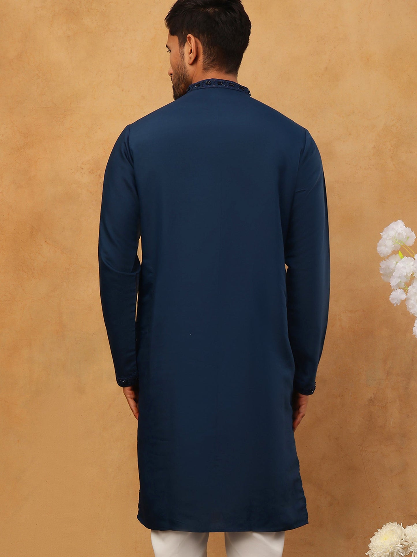 Silk Blend Embroidered Kurta for Men (65KO 5399 Royal ) [FF] [B-1-2]