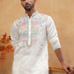 Silk Blend Embroidered Kurta (65KO 5400 White ) [FF] [B-1-2]