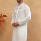 Silk Blend Embroidered Kurta (65KO 5400 White ) [FF] [B-1-2]