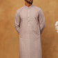 Cotton Blend Printed & Embroidered Kurta (65KO 5402 Beige ) [FF] [Q-12-13]