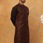 Men’s Silk Blend Embroidered Kurta (65KO 5403 Coffee ) [FF] [B-1-2]