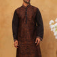 Men’s Silk Blend Embroidered Kurta (65KO 5403 Coffee ) [FF] [B-1-2]