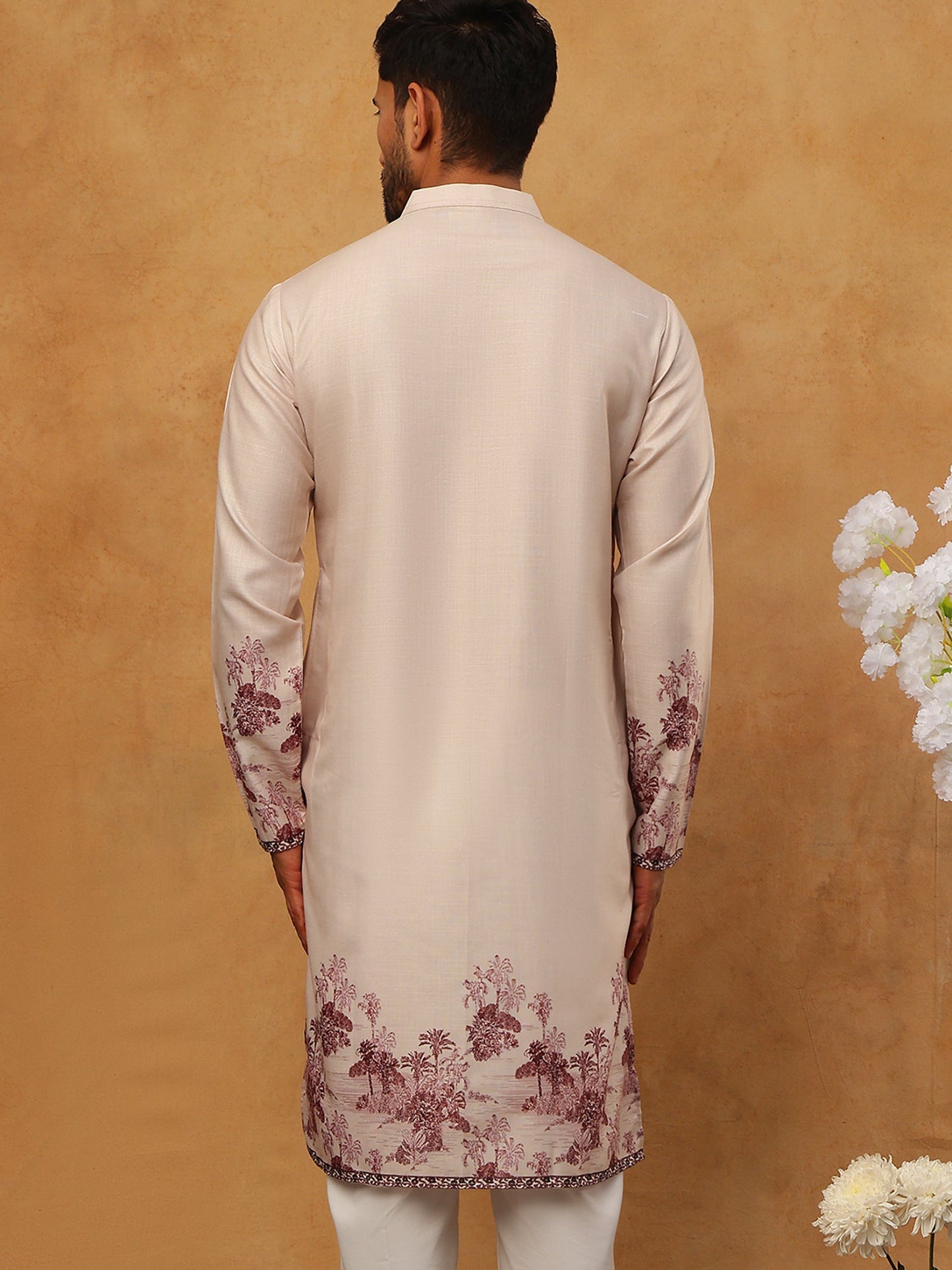 Men’s Cotton Blend Printed Kurta (65KO 5404 Peach ) [FF] [B-1-2]