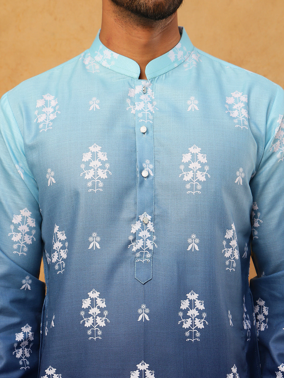 Printed Cotton Blend Kurta (65KO 5405 Blue ) [FF] [P-8-7]
