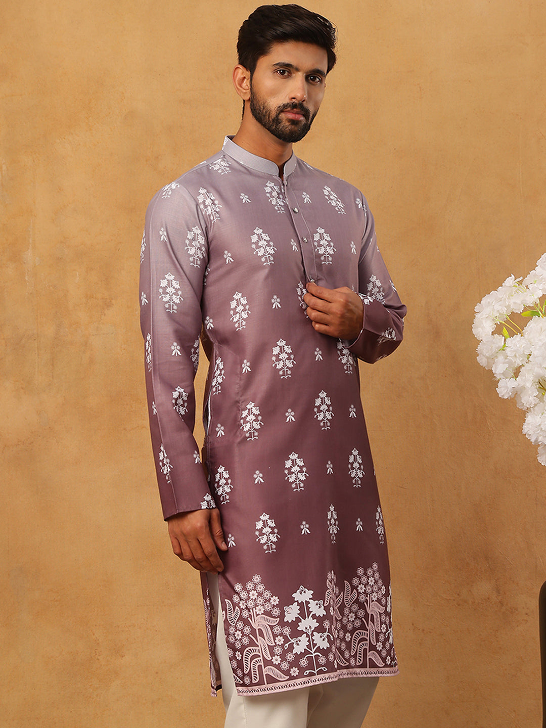 Printed Cotton Blend Kurta (65KO 5405 Brown ) [FF] [P-8-7]