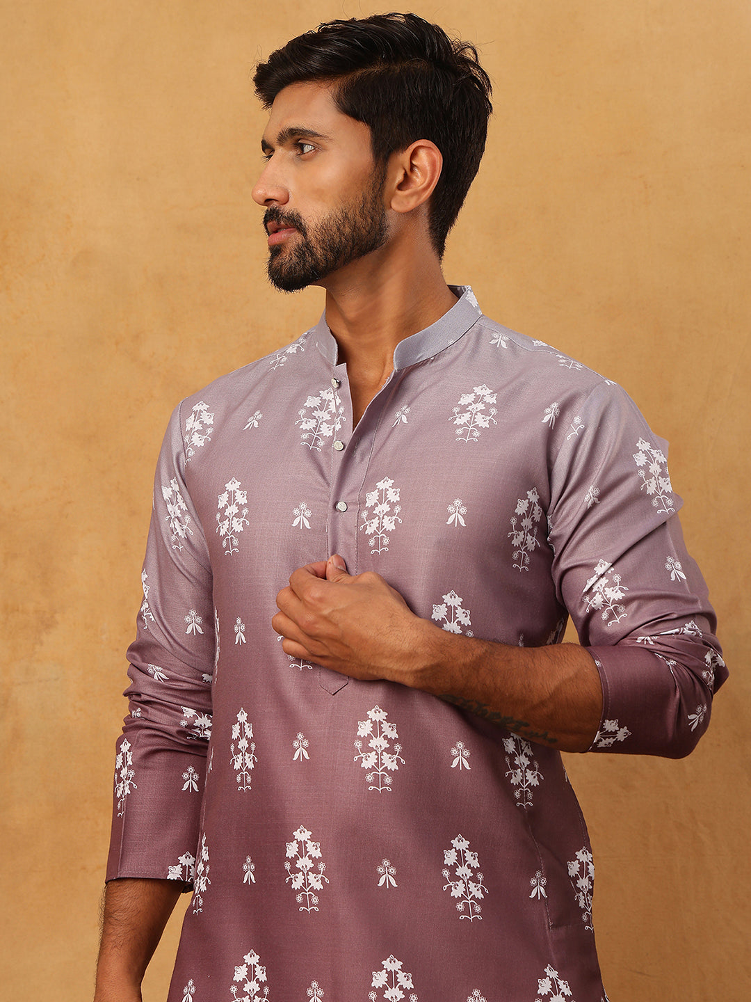 Printed Cotton Blend Kurta (65KO 5405 Brown ) [FF] [P-8-7]