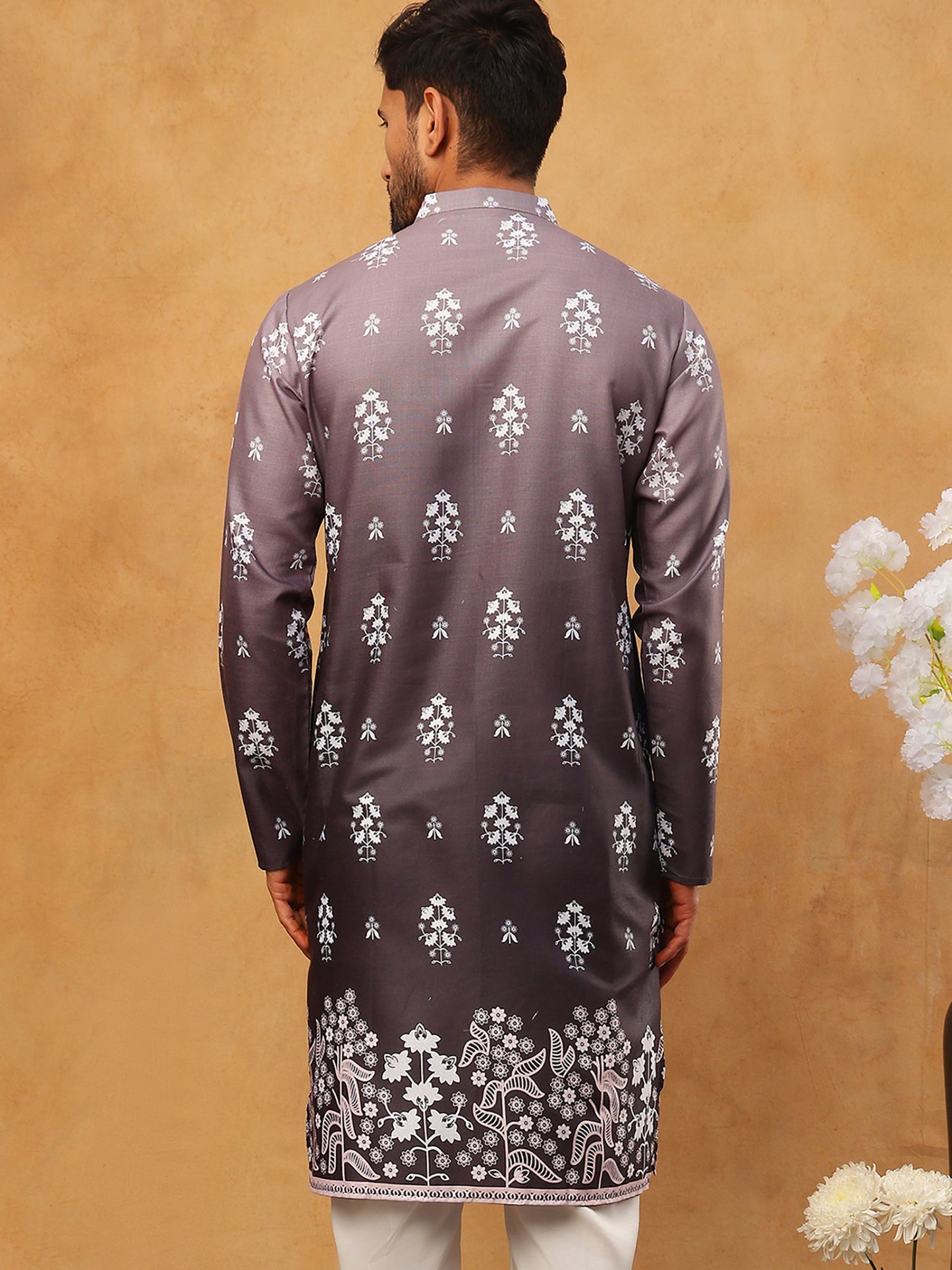 Printed Cotton Blend Kurta (65KO 5405 Charcoal ) [FF] [P-8-7]