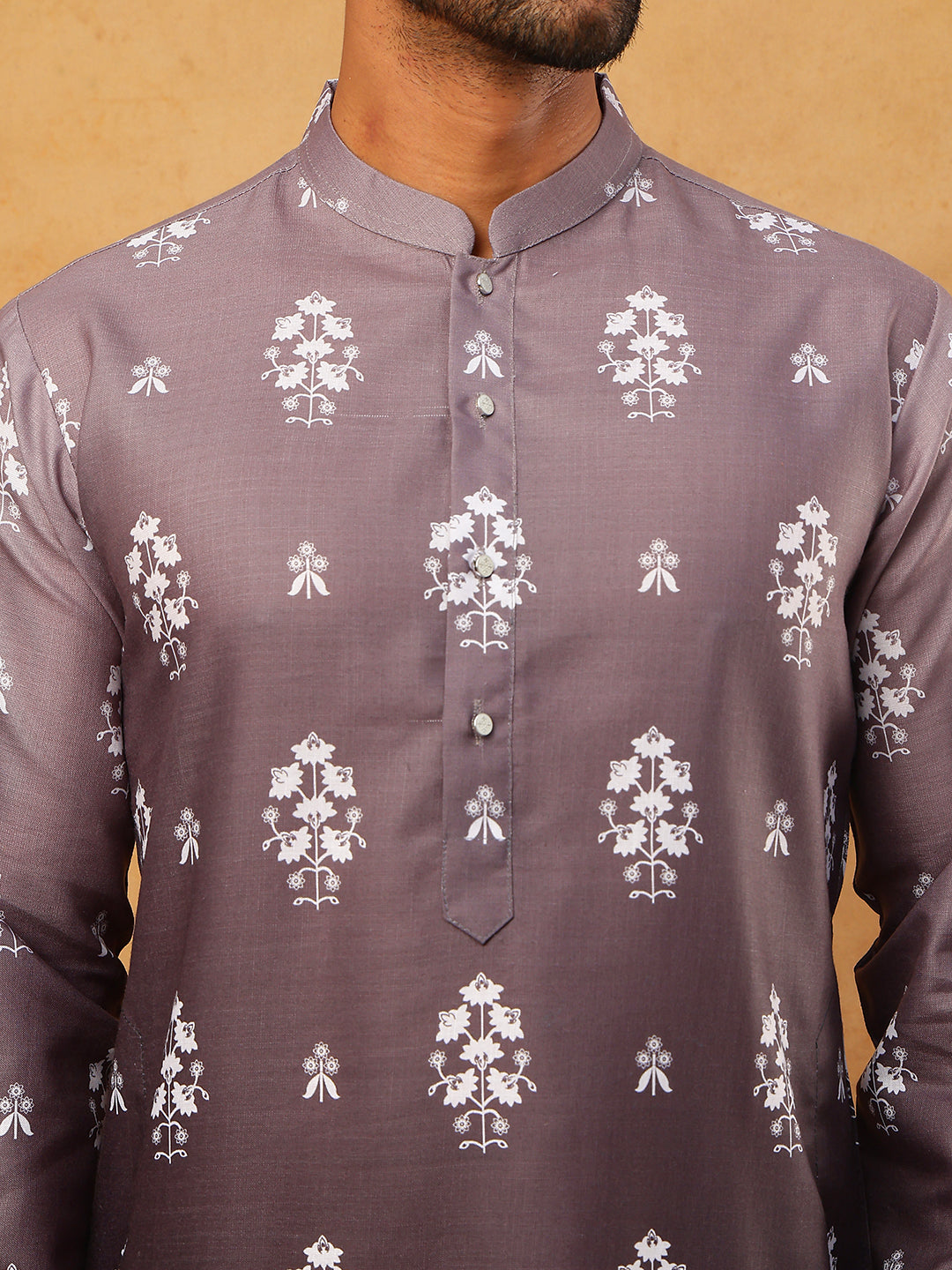 Printed Cotton Blend Kurta (65KO 5405 Charcoal ) [FF] [P-8-7]