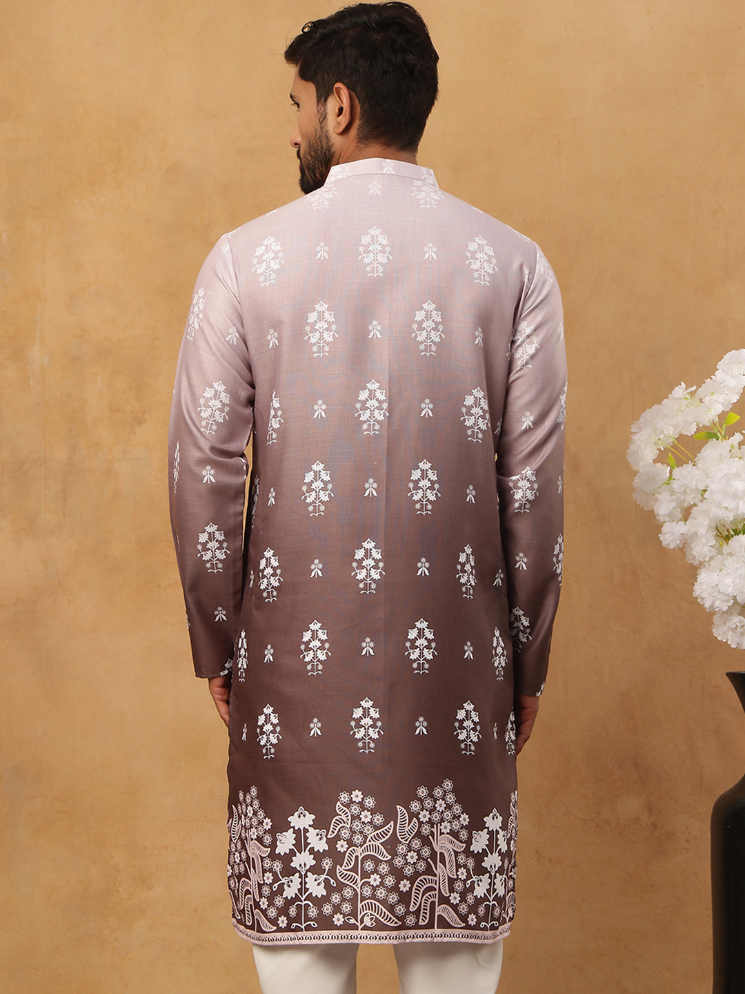 Printed Cotton Blend Kurta (65KO 5405 Grey ) [FF] [P-8-7]
