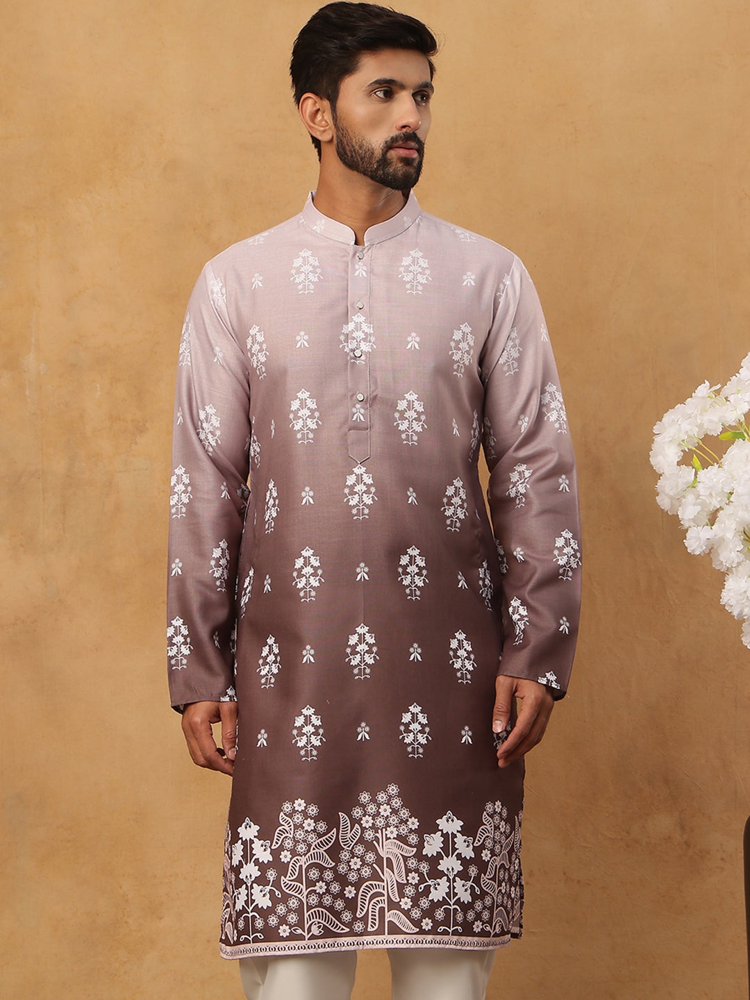 Printed Cotton Blend Kurta (65KO 5405 Grey ) [FF] [P-8-7]