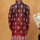 Printed Cotton Blend Kurta (65KO 5405 Maroon ) [FF] [P-8-7]