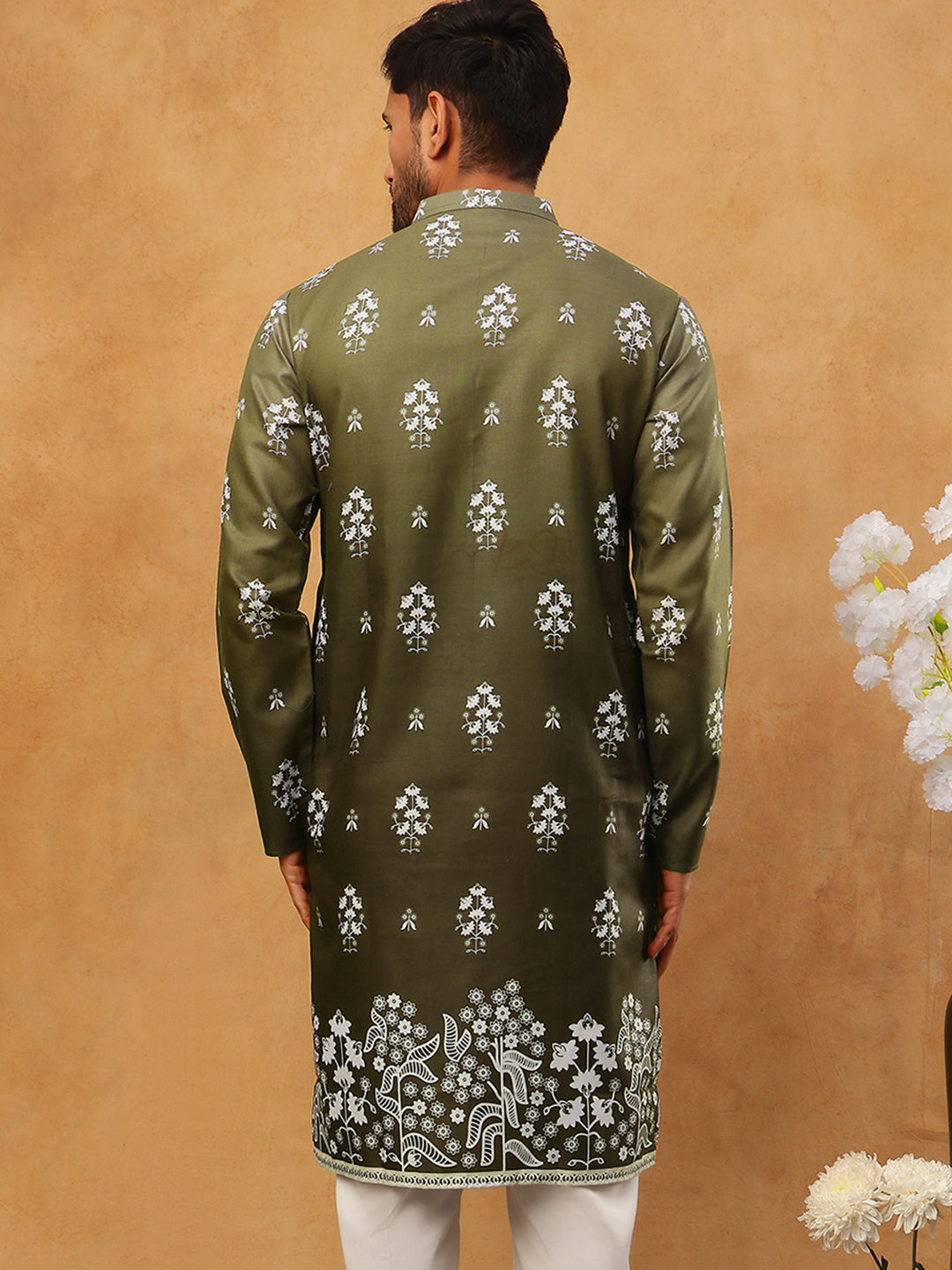 Printed Cotton Blend Kurta (65KO 5405 Olive ) [FF] [P-8-7]