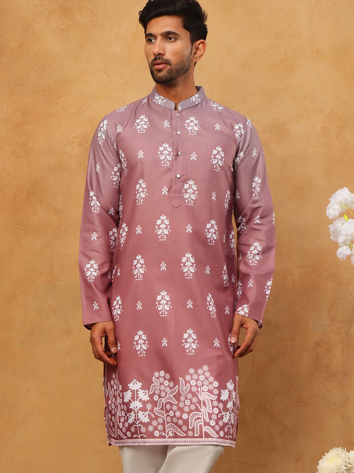 Printed Cotton Blend Kurta (65KO 5405 Pink ) [FF] [P-8-7]