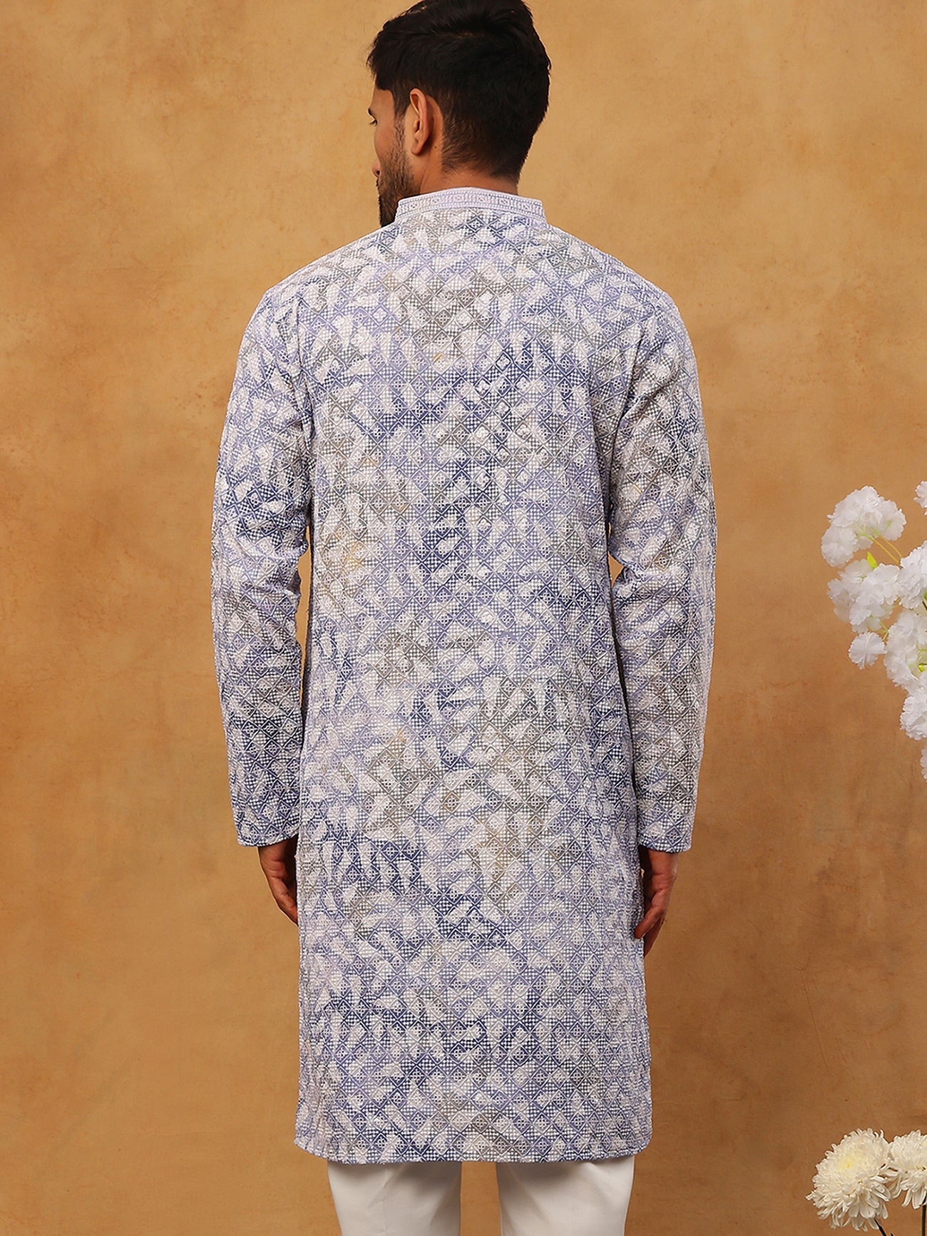 Printed & Embroidered Kurta (65KO 5406 Blue ) [FF] [G-8]