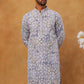 Printed & Embroidered Kurta (65KO 5406 Blue ) [FF] [G-8]
