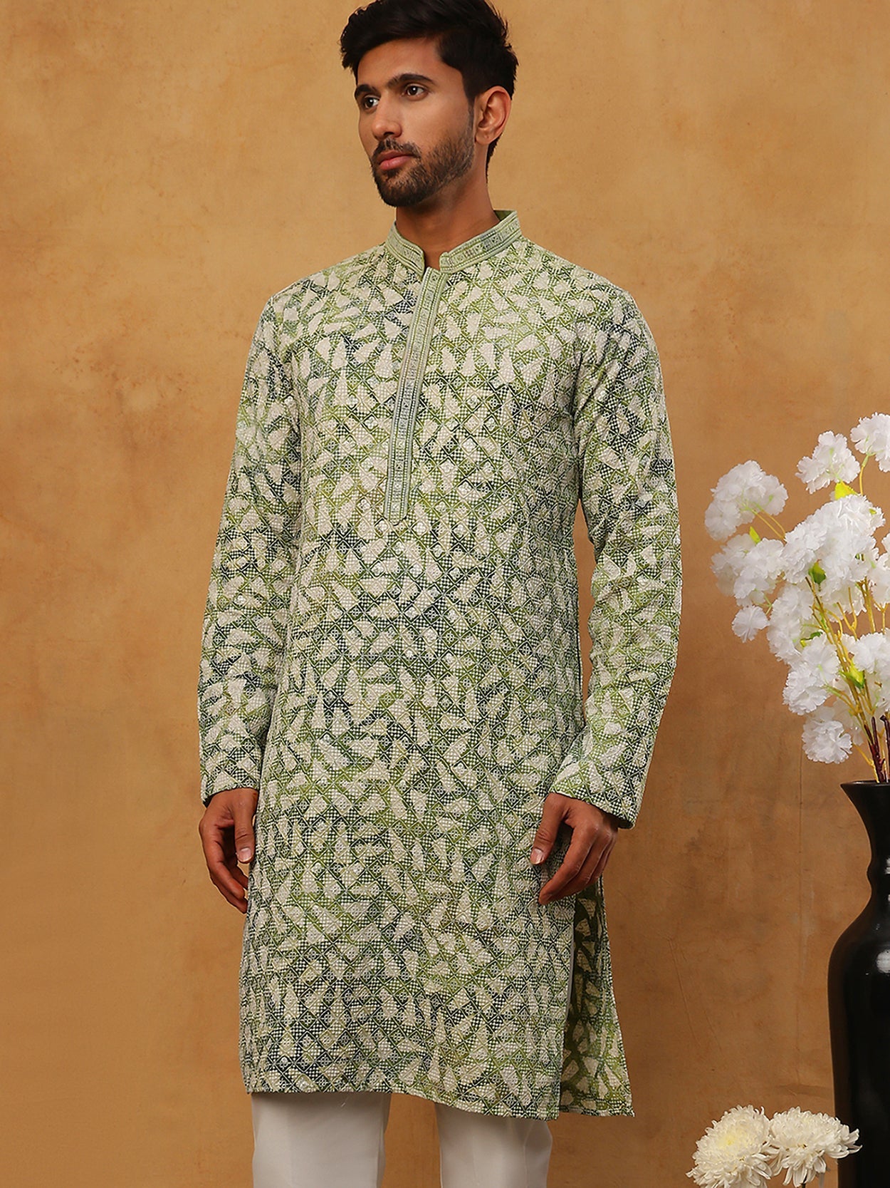 Printed & Embroidered Kurta (65KO 5406 Green ) [FF] [G-8]