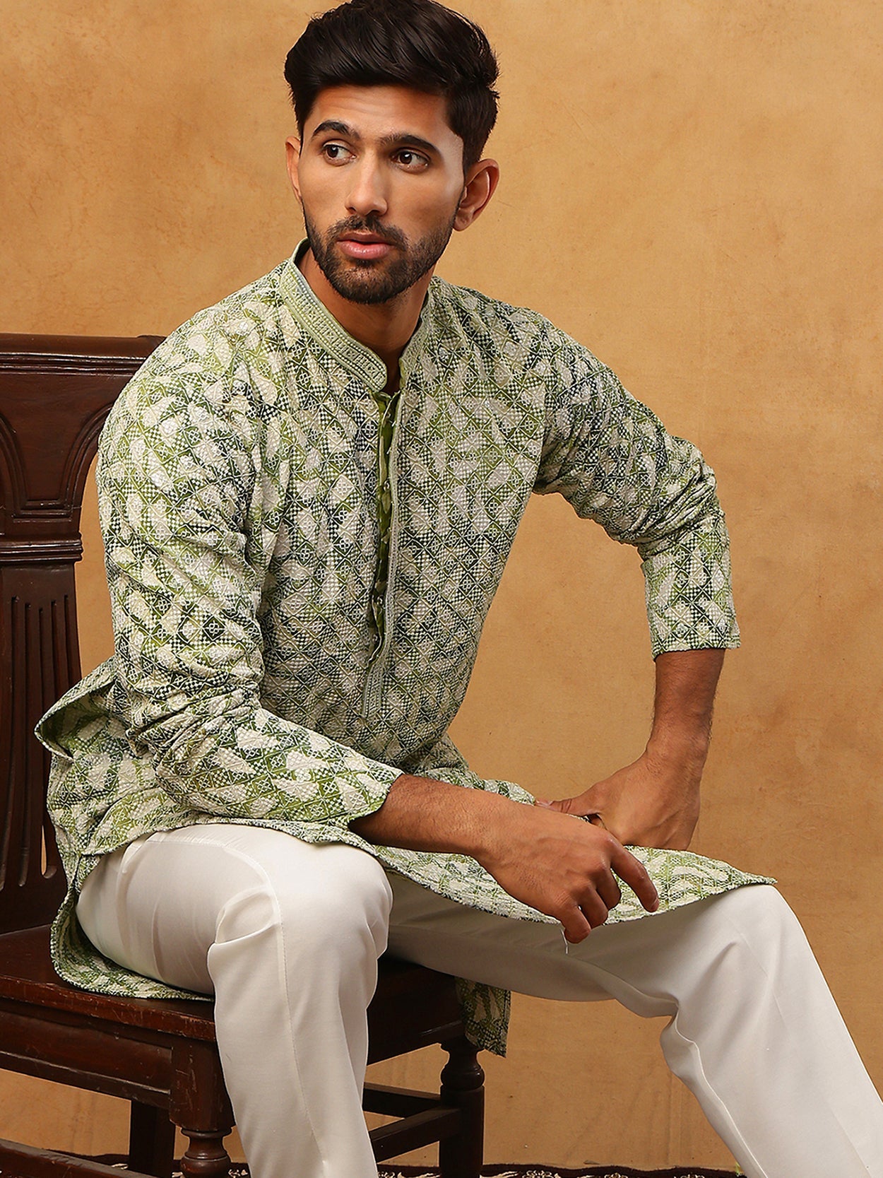 Printed & Embroidered Kurta (65KO 5406 Green ) [FF] [G-8]