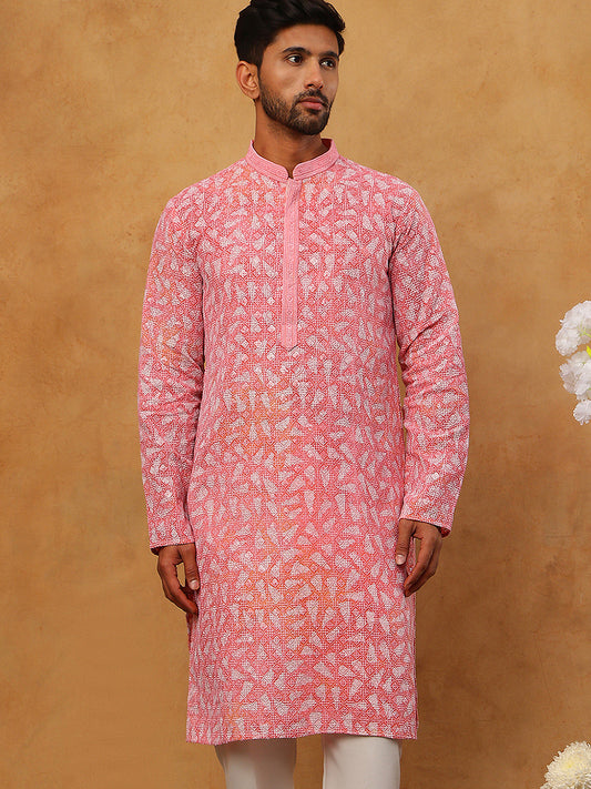 Printed & Embroidered Kurta (65KO 5406 Pink ) [FF] [G-8]