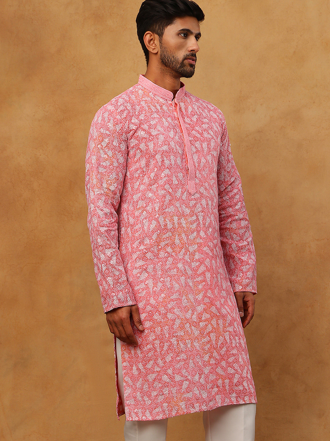 Printed & Embroidered Kurta (65KO 5406 Pink ) [FF] [G-8]