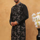 Embroidered Silk Blend Kurta (65KO 5407 Black ) [FF] [D-1]