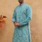 Embroidered Silk Blend Kurta (65KO 5407 Sky ) [FF] [D-1]